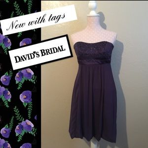 💜NEW With Tags Plum Strapless Beaded Dress💜